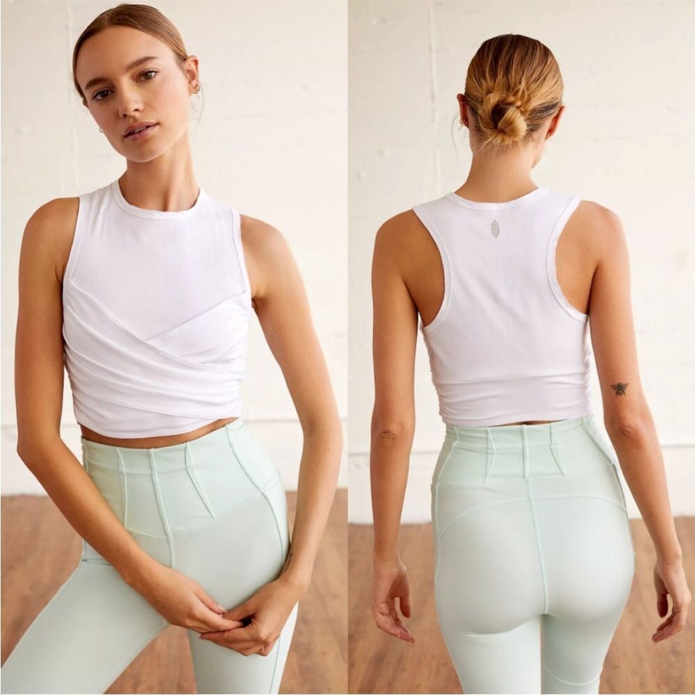 Free People White Asymmetrical Crop Tank Top